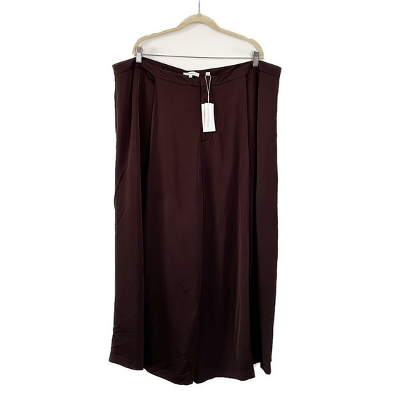 Vince Satin Pleated Front Wide Leg Crop Pants in Black Truffle Size 20 NWT - Picture 4 of 5